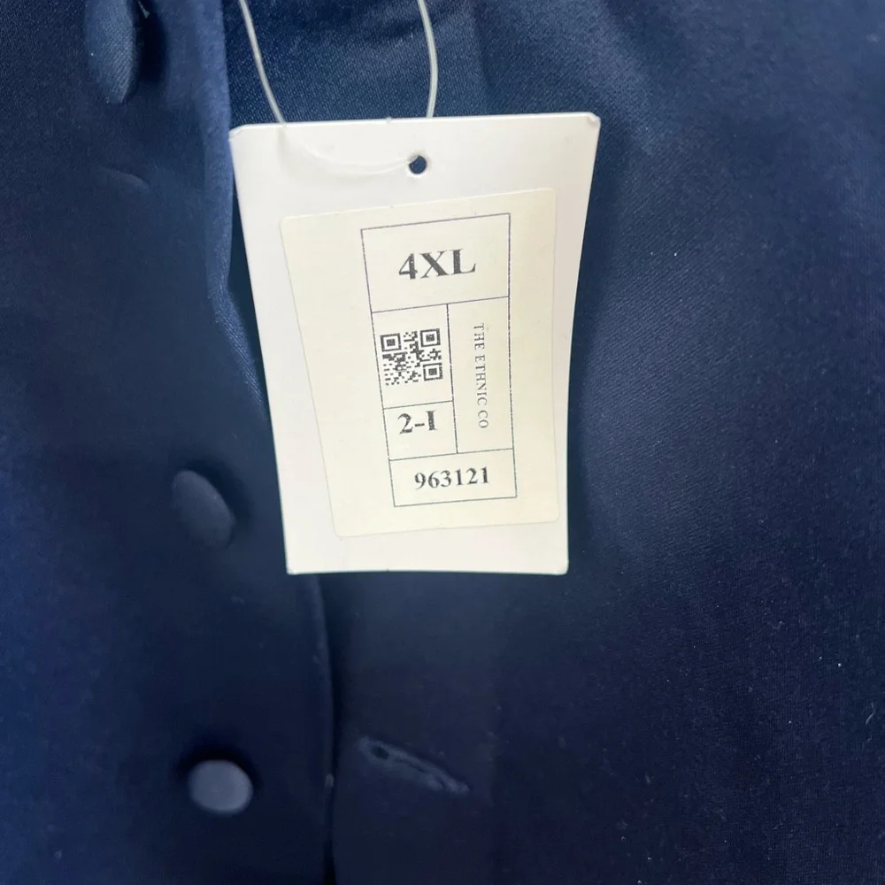The Ethic Co. Navy Blue Art Silk Bandhgala Suit 4 XL - 50 NEW NWT - Picture 6 of 7